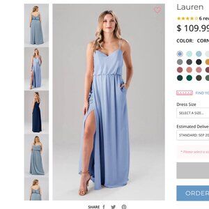 Kennedy Blue Lauren Style Bridesmaid Dress in Cornflower Blue, Size 6